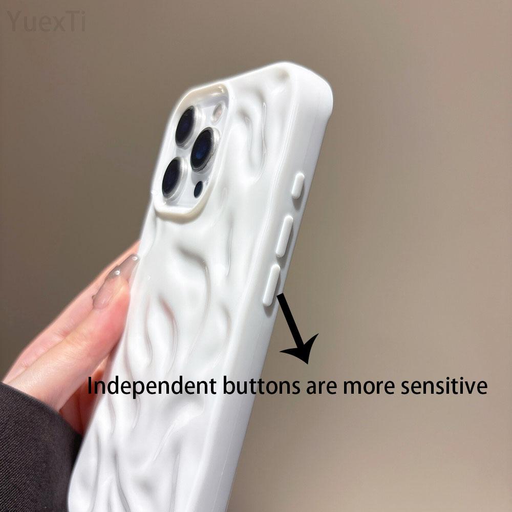 Luxury Fold Pattern Texture Wave Soft Silicone Phone Case for iPhone 16 15 14 13 12 11 Pro Max Candy Shockproof Bumper Cover