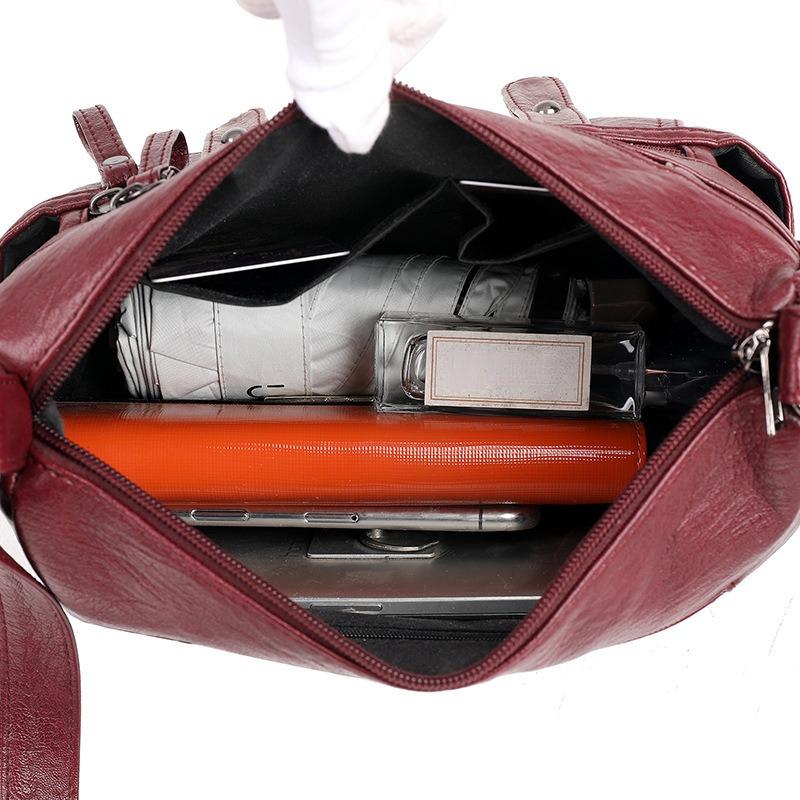 Soft Leather Small Bag for Women 2023 New Fashion Middle and Elderly Mom's Bag Large Capacity Multi Layered Women's One Shoulder Crossbody Bag