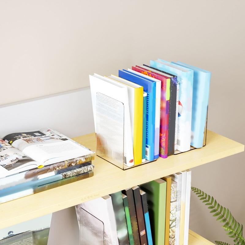 4 Pcs Practical Bookends Clear Book End Acrylic Book Support Book Holders Stand Decorative Bookends for Students