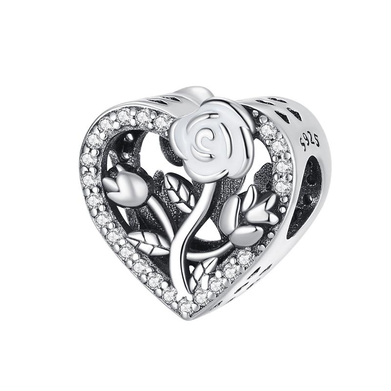 Flower Charms Fit Bracelets Sunflower 925 Silver Tulip Sakura Daisy Rose Flowers Beads DIY Jewelry Making