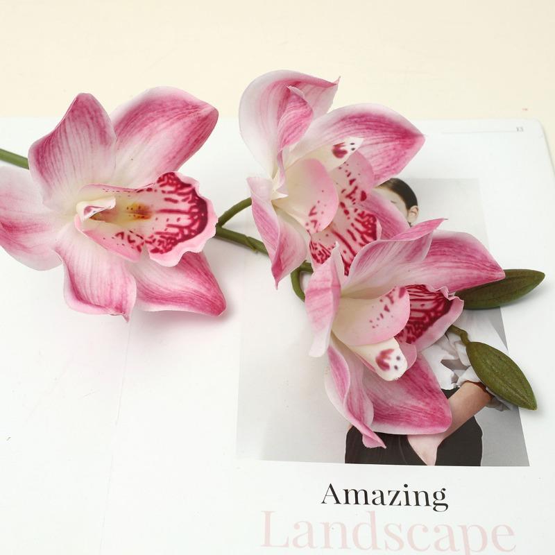 

Имитация касания Цимбидиум Гоеринга Имитация Цимбидиума Гоеринга Украшение для дома, гостиной Искусственный цветок Бонсай темно-розовый