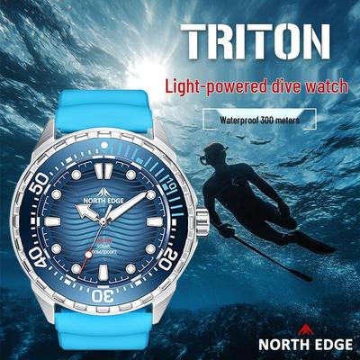 Solar-Powered Stainless Steel Diver Watch - Waterproof with Long Battery Life and Rotatable Timing Bezel