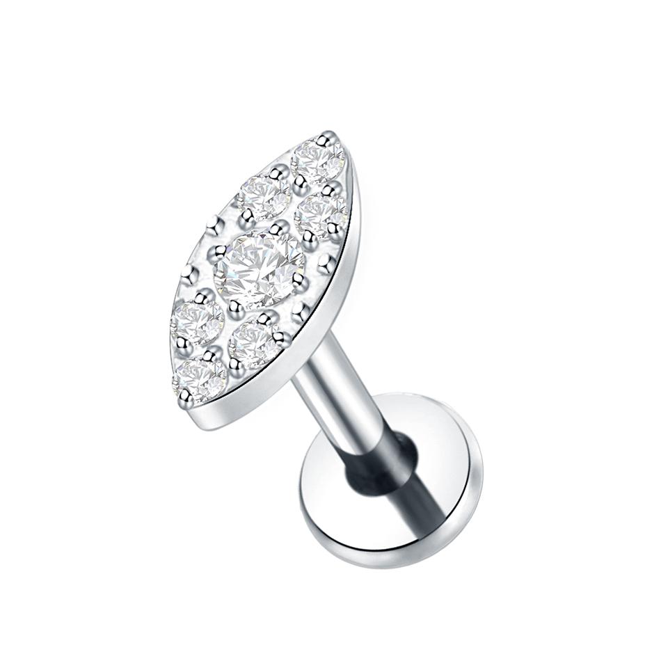 1PC Titanium Cubic Zirconia Stud Earrings Tragus Helix Piercing Internally Threaded Labret Piercing Lip Ring Jewelry for Women