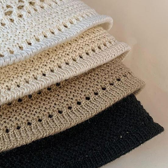Basin Hat Hand-Crocheted Hollow Design Fisherman Hat Short Brim UV Protection Summer Travel Hat Headwear