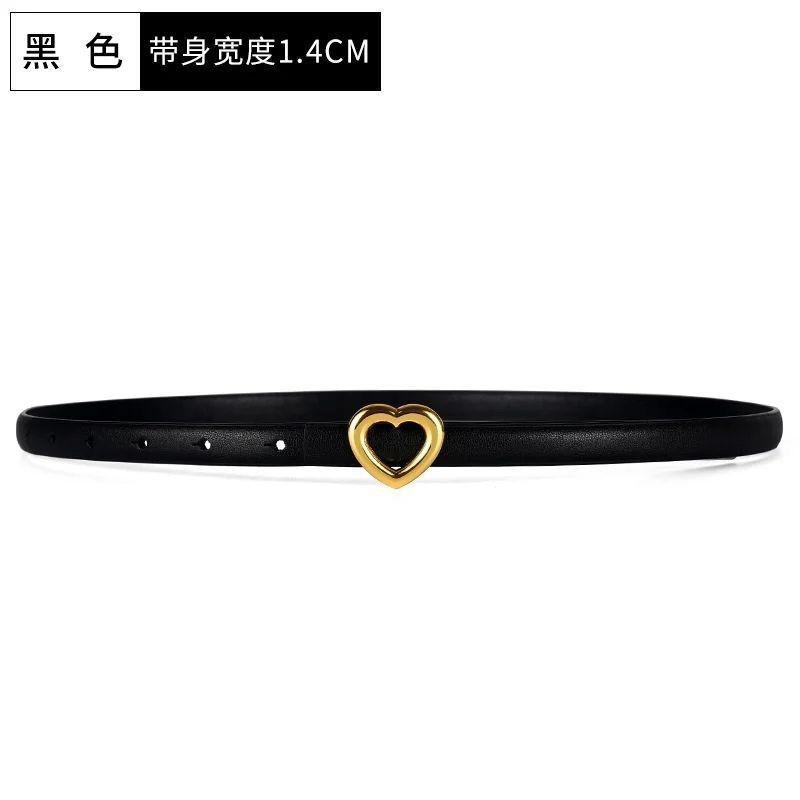 

Женский пояс из премиальной кожи с бриллиантовой пряжкой, идеально подходящий для стилизации платья и блейзера Black Heart Strap
