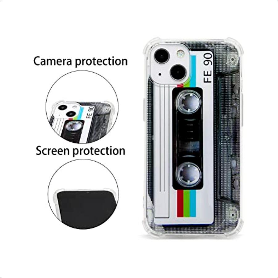 

Чехол для iPhone 1atte Finish Сверхпрочная мягкая задняя крышка с усиленными углами Мягкий TPU бампер Чехол в виде ретро кассеты Совместимый United States