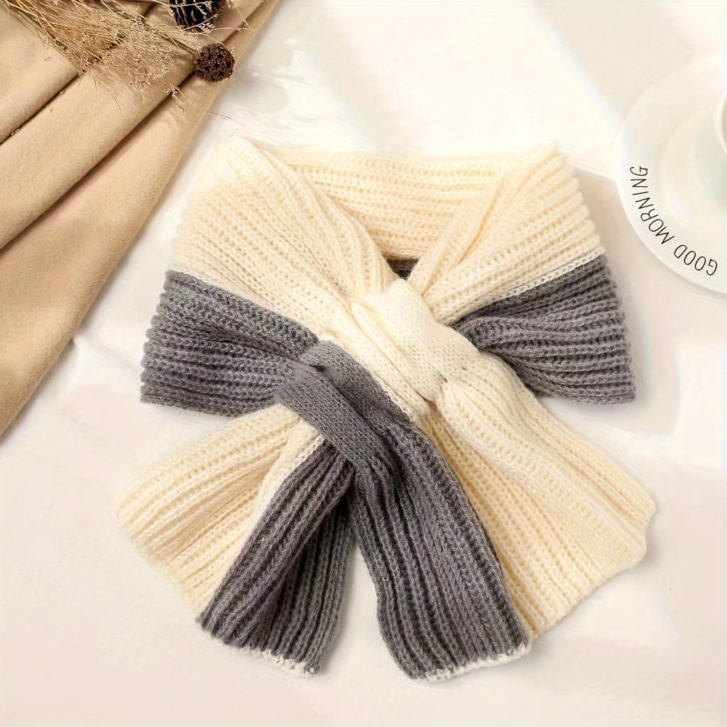 Bufandas elegantes y cálidas para hombres y mujeres en invierno, diseño de cuello perezoso con punto cruzado, colores de retazos