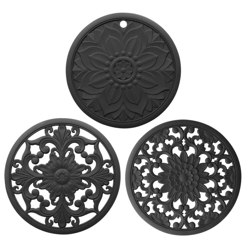 

3 шт., винтажный ажурный коврик для чашек в китайском стиле, теплоизоляционная подставка для столовых приборов, силиконовая подставка для подставок, полая подставка для столовых приборов