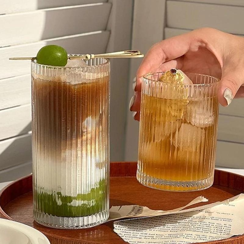 250ml/360ml Goblet Coffee Mug Cocktail Glass Restaurant Juice Cold Drink Cups Simple Mojito Soda Cups Ins Style Long Drink Cup