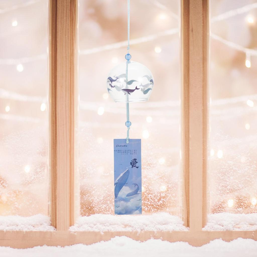 Iplusmile Glass Wind Chime, Summer Decoration, Cute Whale Design, Edo Wind Chime, A Summer Feature, Cooling, For Indoor and Outdoor Use