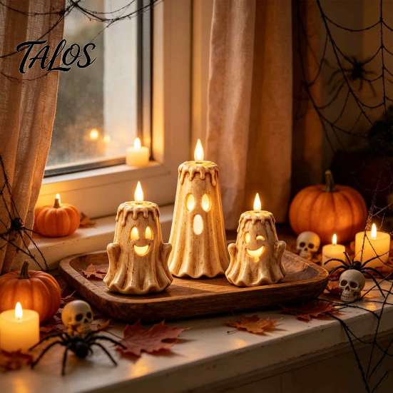 Detailed Resin Decor for House Halloween Ghost Candle Light Ornament, Desktop Sculpture, Figurine Decorative Small Sculptures Room Home Living Bedroom