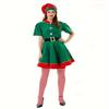 Women Christmas Elf Costume Set Elf Dress Hat Belt Holiday Parties Halloween Universal Adult Novelty Outfit without Feathers