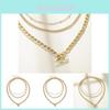 Trendy Multi-layered Gold Metal Women's Sweater Necklace With Elegant Geometric Pendant