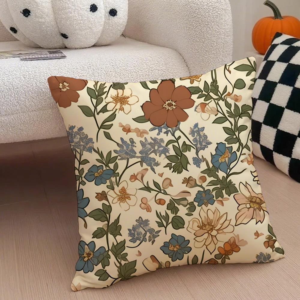 Fashion Retro Floral Classical Elegant Style Cushion Cover Linen Pillow Case Soft Breathable Protective Couch Room Decoration