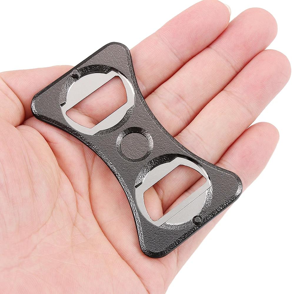 Double Sided Portable Bottle Opener Kitchen Tools Metal Bottle Opener with Drink Cup Holder Divider Stainless Steel Beer Opener