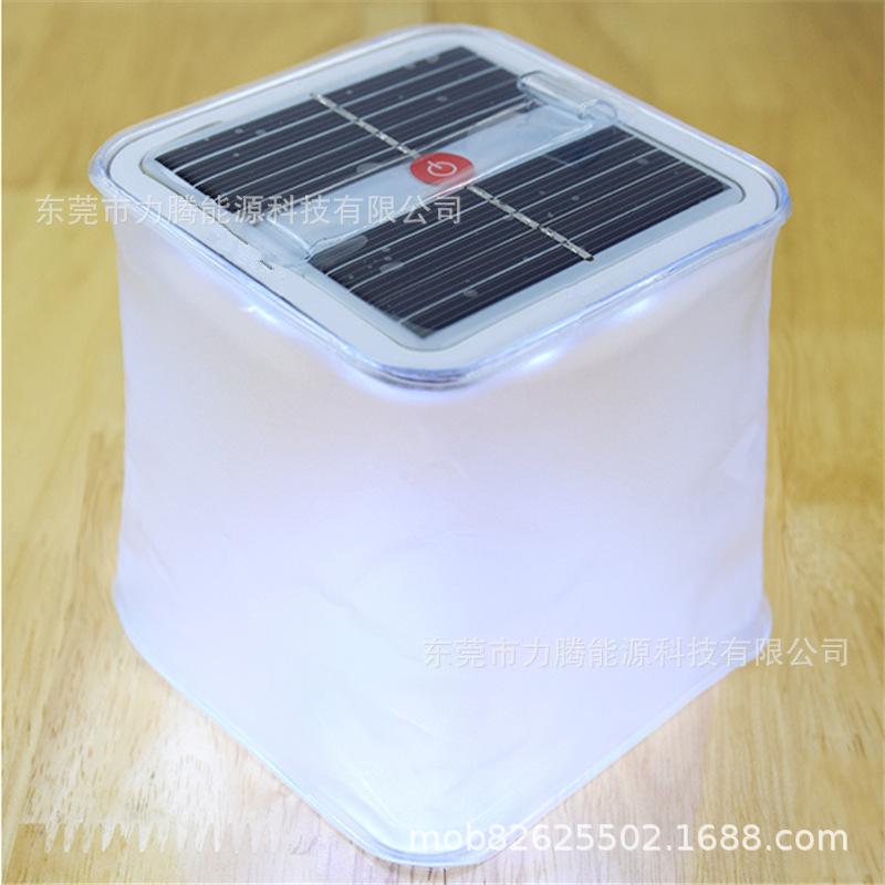 Solar Power Inflatable Camping Lights Outdoor LED Lamp Frosted RGB/Warm Square Solar Panel Shed Light Emergency Hiking Lighting