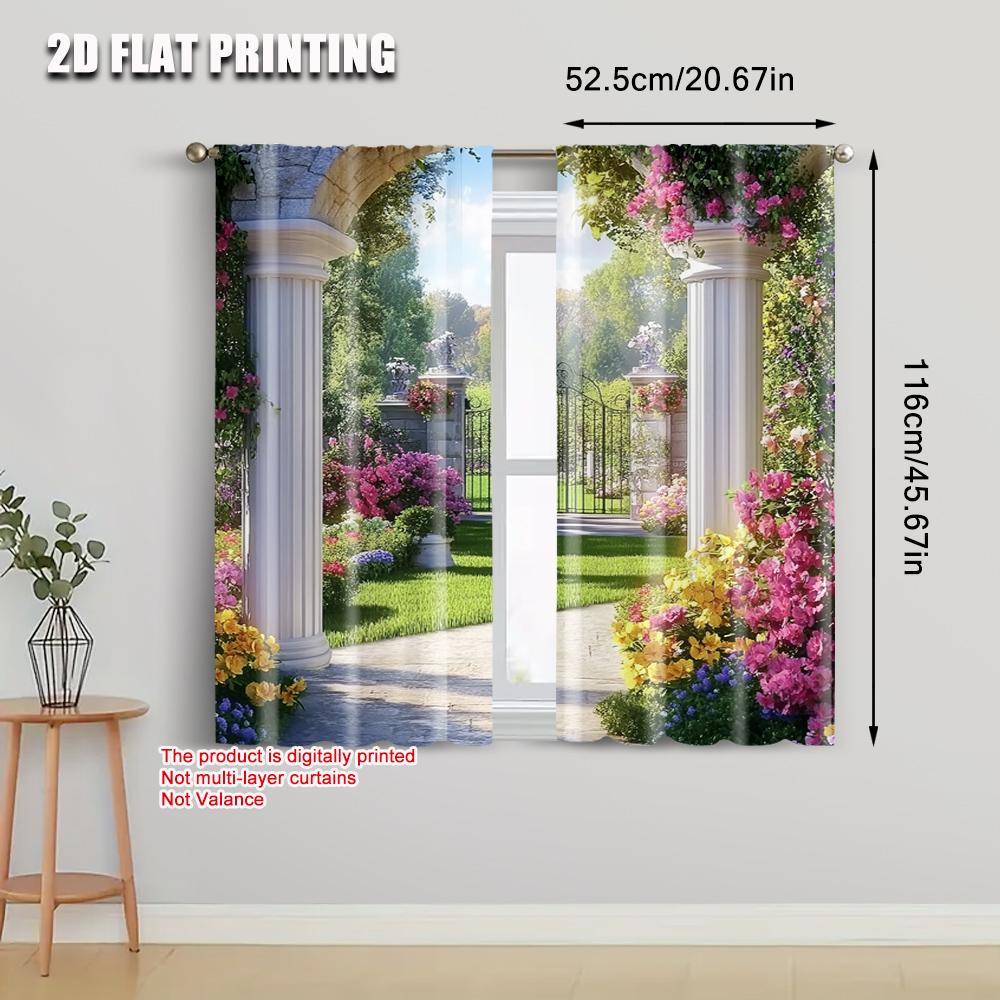 2-teilig, Szenenvorhänge Blume Strapazierfähiges Polyester, Ohne Strom Feiertagsdekorationen Verwendung für Innenfeiern