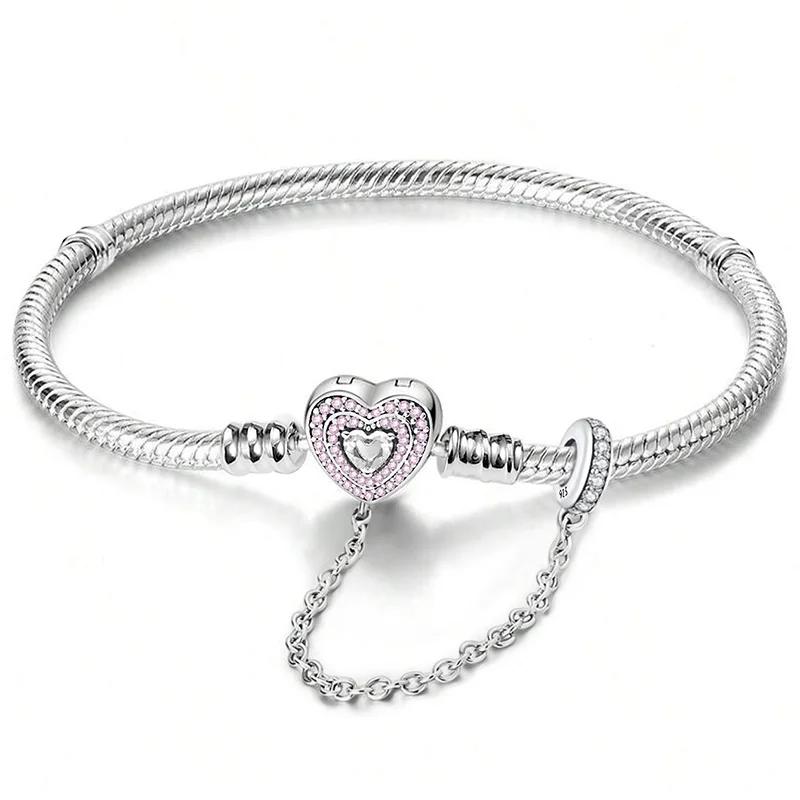925 Silver Personalized Simple Love Heart Claw Bracelet DIY Bead Making Fit Original Pan Bracelets Fine Jewelry Gift