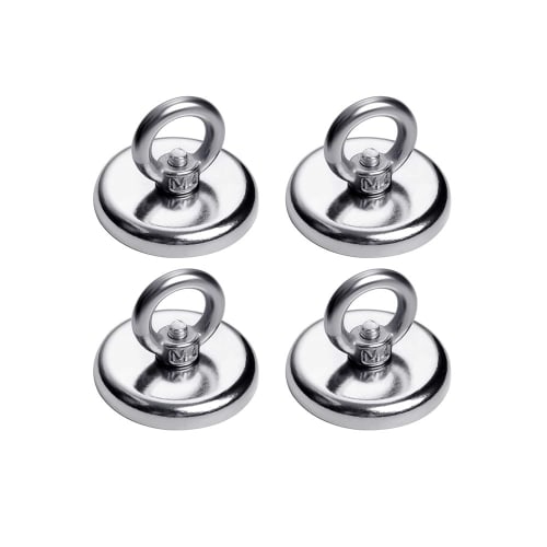 MAGHUNT [Set of 4] Magnetic Hooks, 25mm Diameter, Super Strong, Magnetic Pull, Holds 20kg Vertically and 6kg Horizontally, Perfect for Kitchen Storage