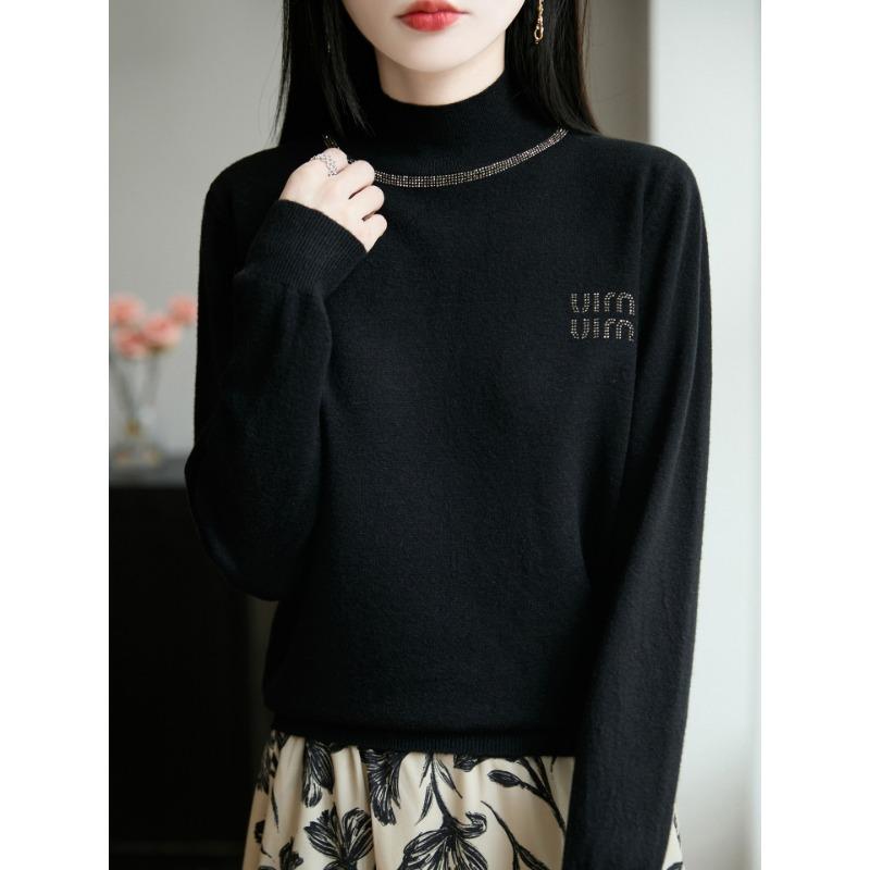 DAFIFY Damenmode, lässig, Herbst/Winter, einfarbig, mit langem Ärmel, halber Rollkragenpullover