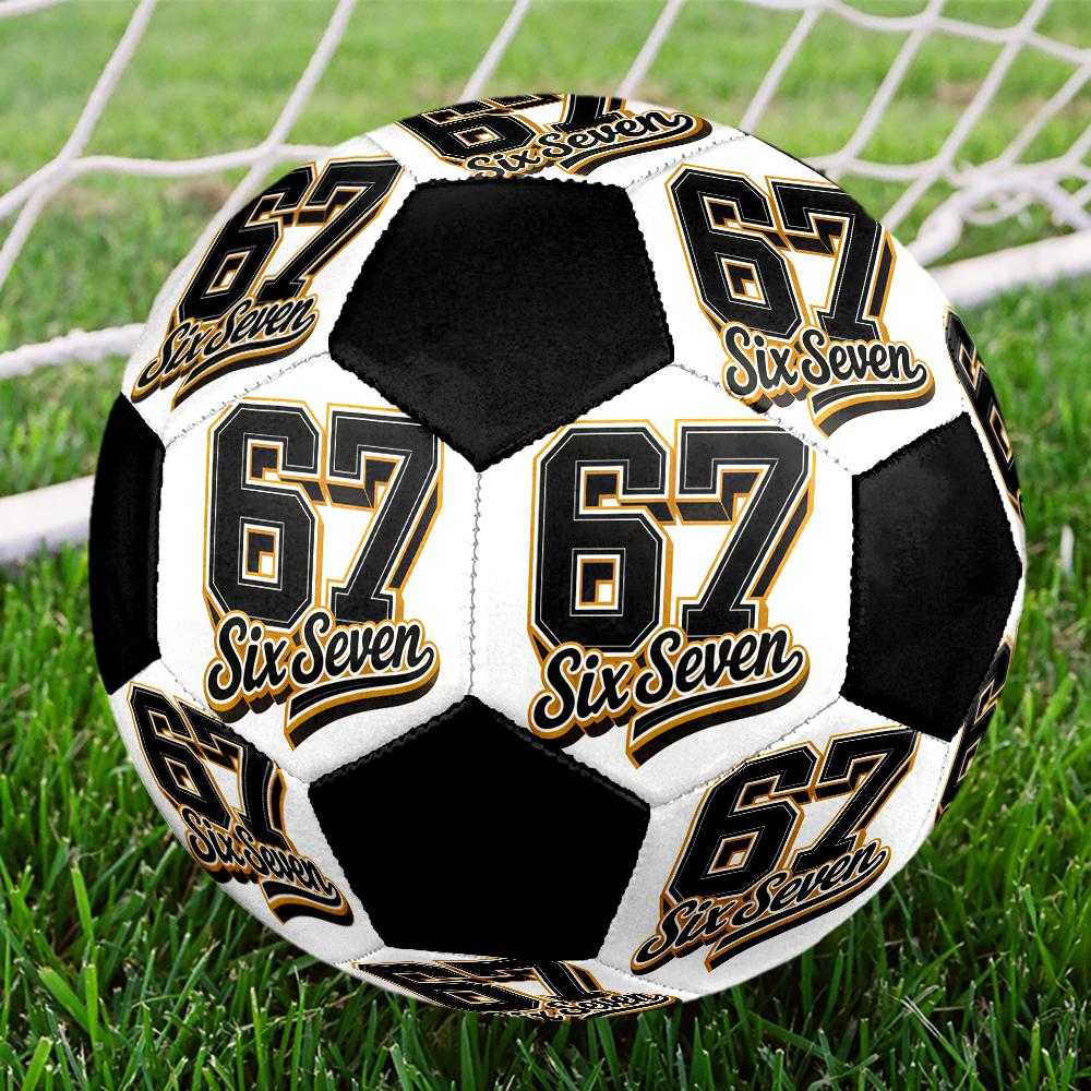 Six and Seventeen Indoor Soccer Ball Colorful Machine Stitched PVC Size 5 Team Training Competition Ready Durable High-Bounce Cool Sports Gift