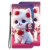 Handmade PU Leather Flip Case for iPhone X/11/12/13/14/15/16/17 Series - Anti-Slip Shockproof Cover with Wrist Strap & Heart/Rose Cat Designs