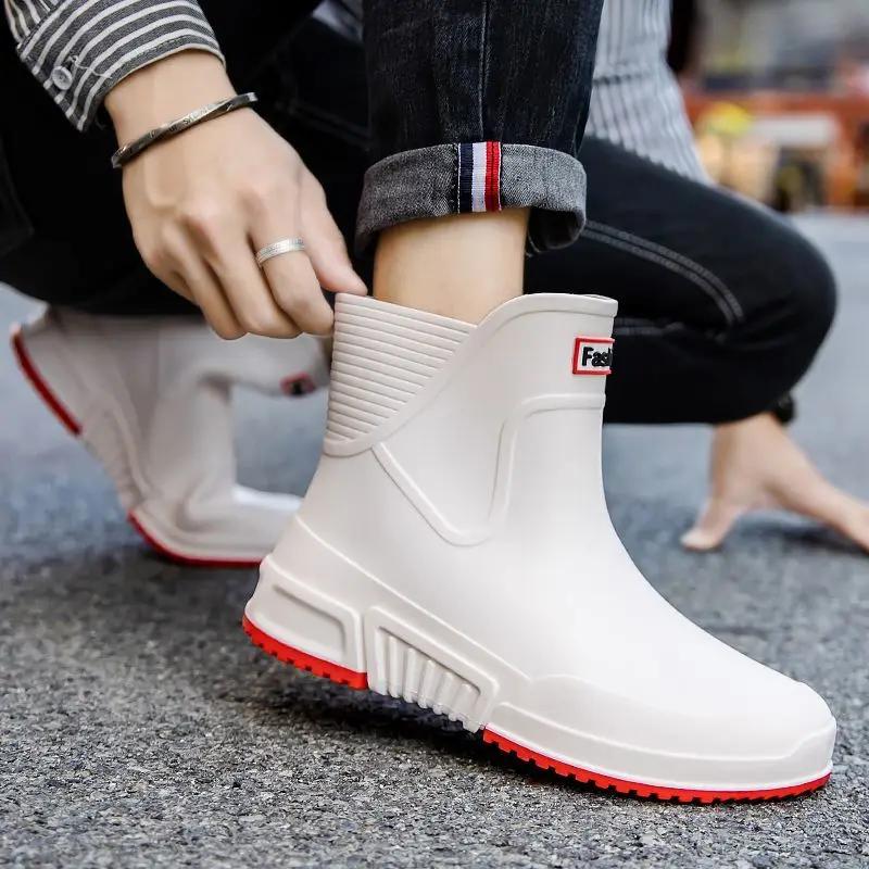 Lightweight Non Slip Male Shoes Booties Thick Platform On Offer Water Adult Designer Low-heel Fashion Wide Toes Men's Rain Boots