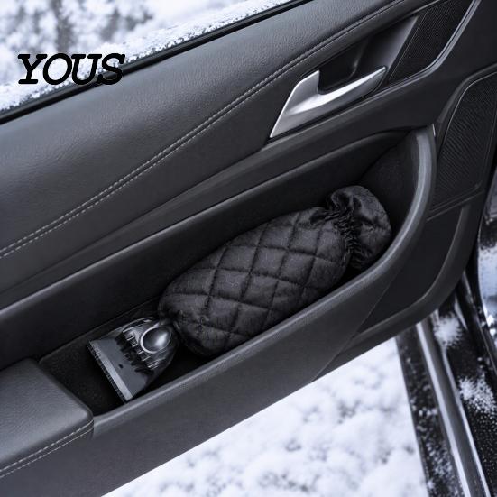 Scratch Free Glass Deicing Tool Car Snow Shovel with Built-in Glove, Integrated Winter Ice Scraper Mitt Durable for Truck Windshield Windshield,