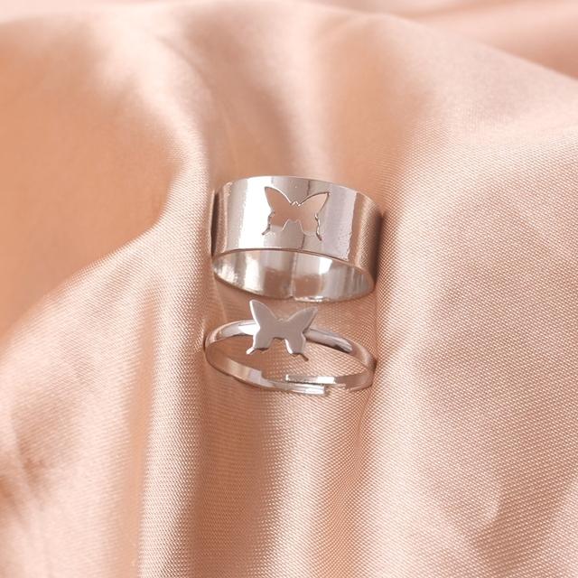 Set de inele cu lanț din rășină punk cool pentru femei, modă simplu, hiphop, la modă, alb, verde, reglabil, inel deschis, bijuterii, cadou pentru fete