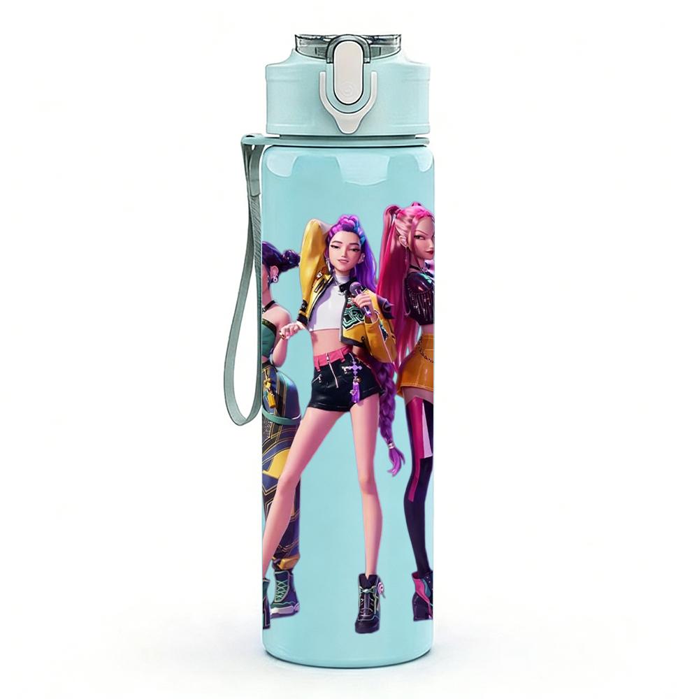 1PC Color Kpop Girl Group Stage 750ml Color Plastic Sports Water Bottle Leakproof Flip Straw Lid Suitable for Sports Office Home Use