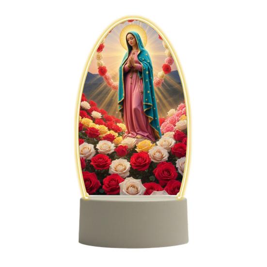 Guadalupe Virgin Prayer Lamp USB Powered Warm Light Soft Glow Catholic Night Light LED Religious Decor for Home Altar Bedroom Office Gift
