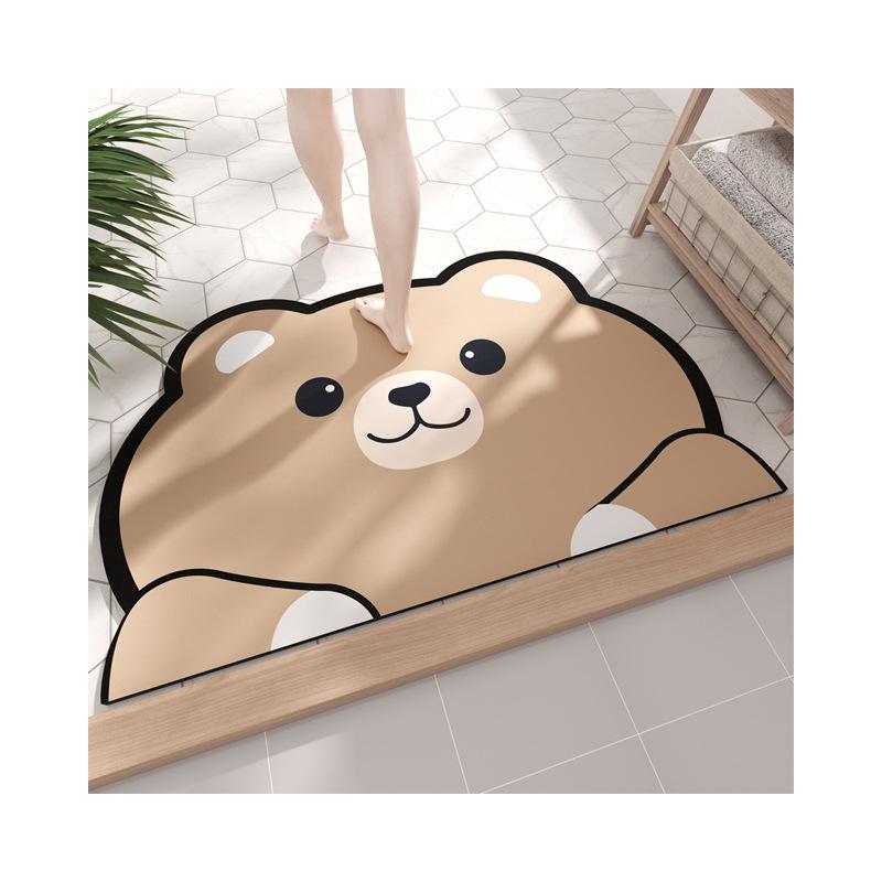 Cartoon Animal Home Soft Diatom Mud Mat Bathroom Non-slip Mat Toilet Toilet Moisture-wicking Foot Mat Durable Durable