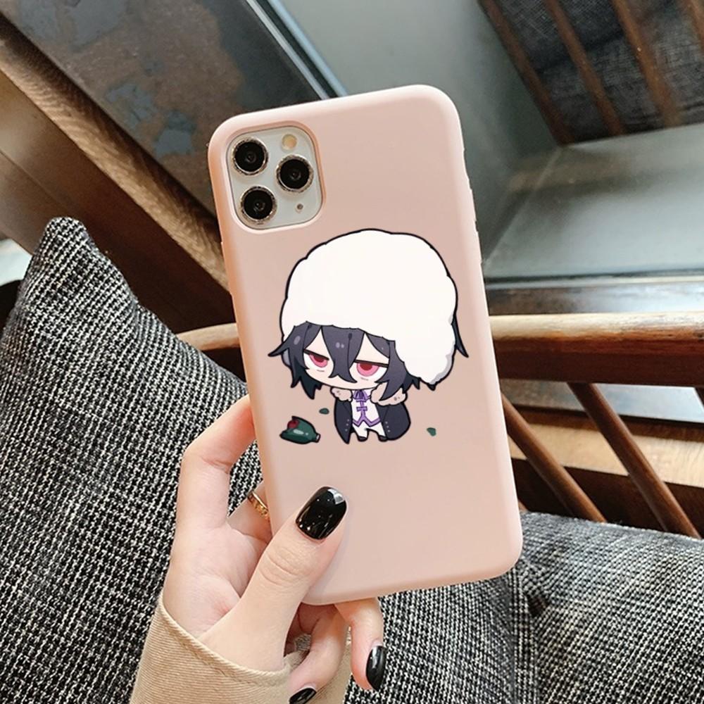 Anime Bungou Stray Dogs Phone Case for iPhone 14 11 12 13 Mini Pro Xs Max 8 7 6 6S Plus X XR Solid Candy Color Case