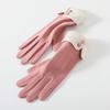 Autumn Winter Modal Women Warm Gloves Korean Fleece Lined Touchscreen Plush Color Block Riding Finger Gloves