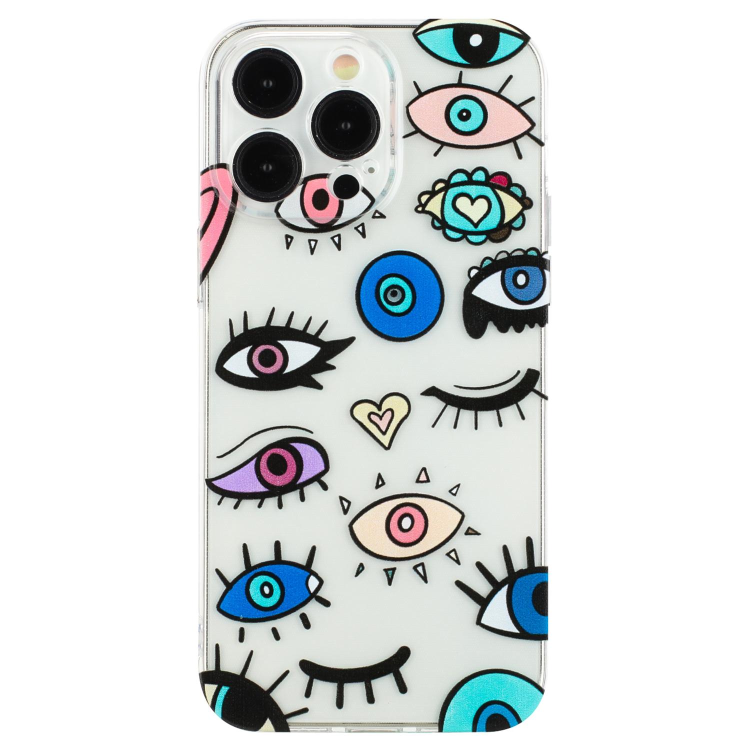 

For iPhone 15 Pro Cover Soft TPU Pattern Printing Lightweight Phone Case Monster Eyes