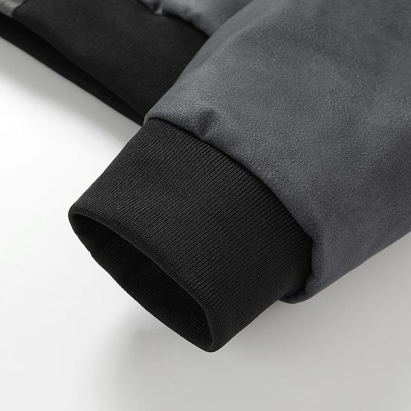 2025 Men Retro Pu Jackets Mens Loose Fit Pu Leather Jacket Autumn Trendy Dyed Workwear Jackets Male Patchork Hooded Outerwear