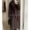 Damen S Faux Fur Langer Mantel Mit Gürtel Dicke Warme Oberbekleidung