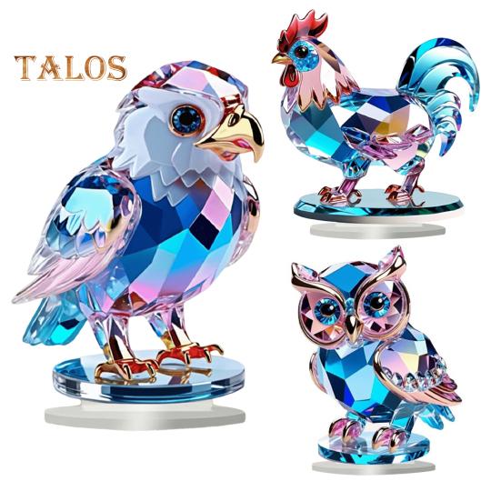 Decorazione da tavolo in acrilico con gufo, gallo, aquila, ornamento piatto 2D, con base per tavolo da ufficio, decorazione per caminetto