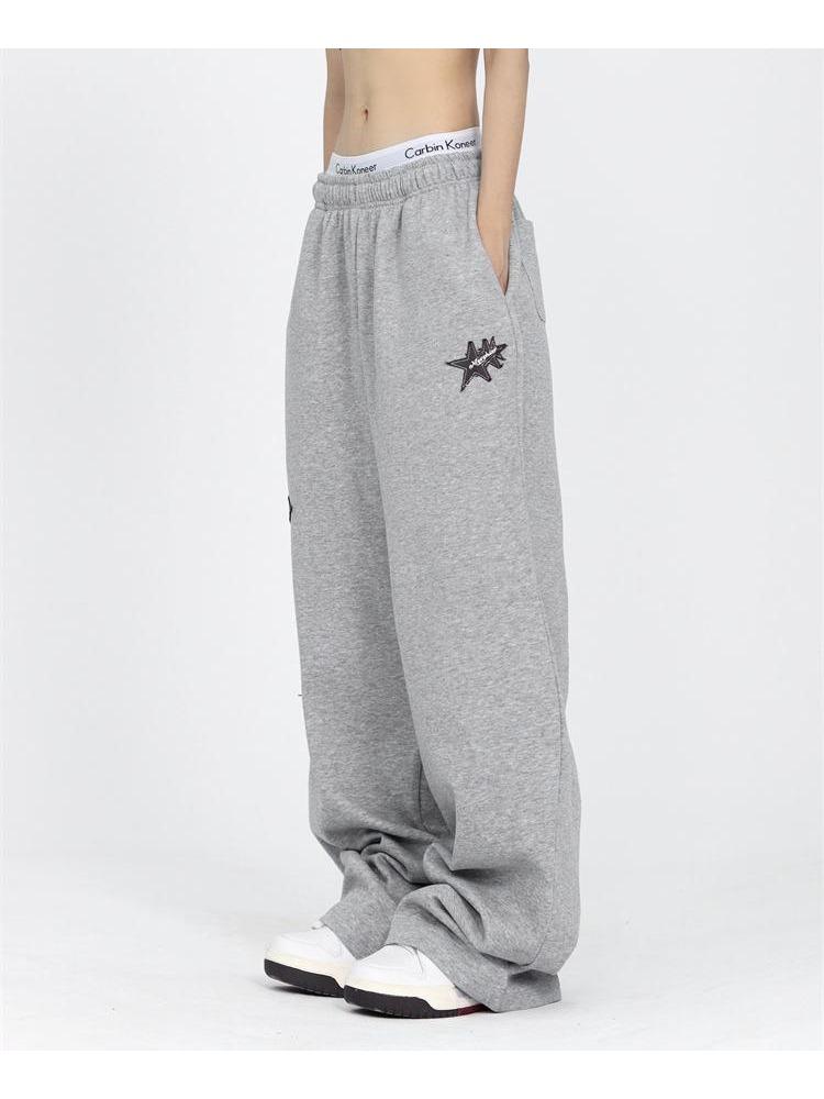 Y2K Streetwear Star Jogging Joggebukser Kvinner Harajuku Retro Vintage Patchwork Sportsbukser Oversized Hip Hop Wide Joggers