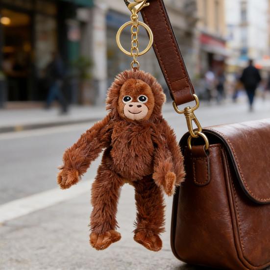 Monkey Plush Keychain Soft Stuffed Animal Keyrings with Long Arm Cute Hanging Dolls for Bags Backpacks Novelty Gift for Kids Animal Lovers