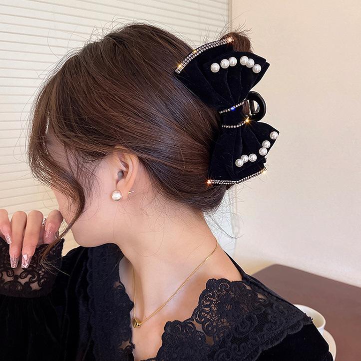 Winter explosion bow grab clip women's high sense exquisite versatile hairpin women's back head shark clip hair accessories