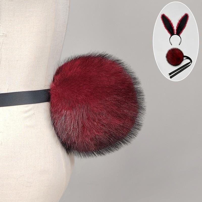Pluizige Konijnenoor Hoofdband Staart Set Halloween Kostuumfeest Cosplay Y2K Zoet Punk Accessoire