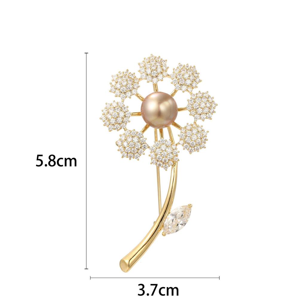 Snowflake & Butterfly Zircon Brooch with Freshwater Pearl for Women's Korean Style Suit Coat