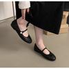 Mary Jane Shoes Women Soft Soled Beanie Shoes Black Pearl Buckle Strap Shallow Sole Flat Women's Elegant Stylish Flat Shoes