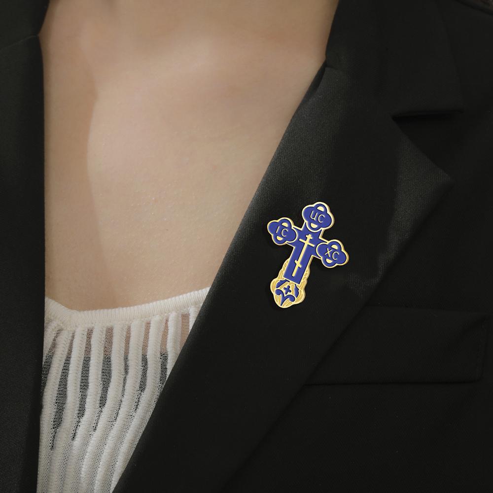 Dawapara Broches Croix Orthodoxe Broches Église Orientale Russe Broche Émail Multicolore Bijoux de Prière Religieuse Acier Inoxydable