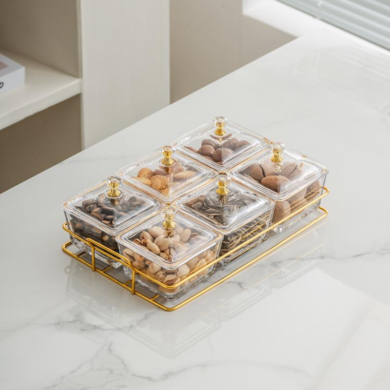 Light Luxury Glass Fruit Plate  Creative Household Living Room Snack Plate  Dried Fruit Snack Plate  Dessert Plate  Candy Plate  Fruit Plate