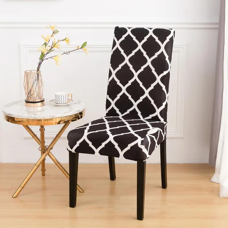 1PC Printing Elastic Dining Chair Cover Stretch Seat Case Slipcovers Chair Covers for Dining Room Wedding Hotel Banquet Office