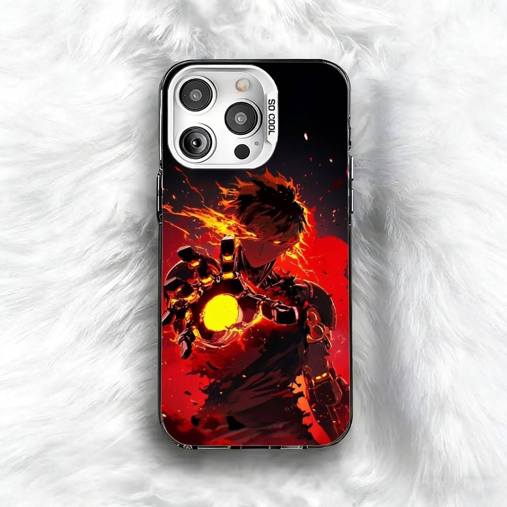 O-One Punch Man G-Genos Phone Case For iPhone 16 17 15 14 12 13 Pro Max Black Color Shockproof Cover