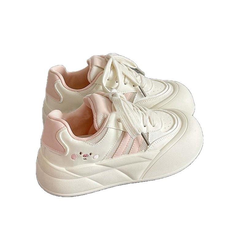 Dopamine Bow Bread Shoes Women's 2025 Summer New Mesh Breathable Little White Shoes with Skirts Sports Board Shoes