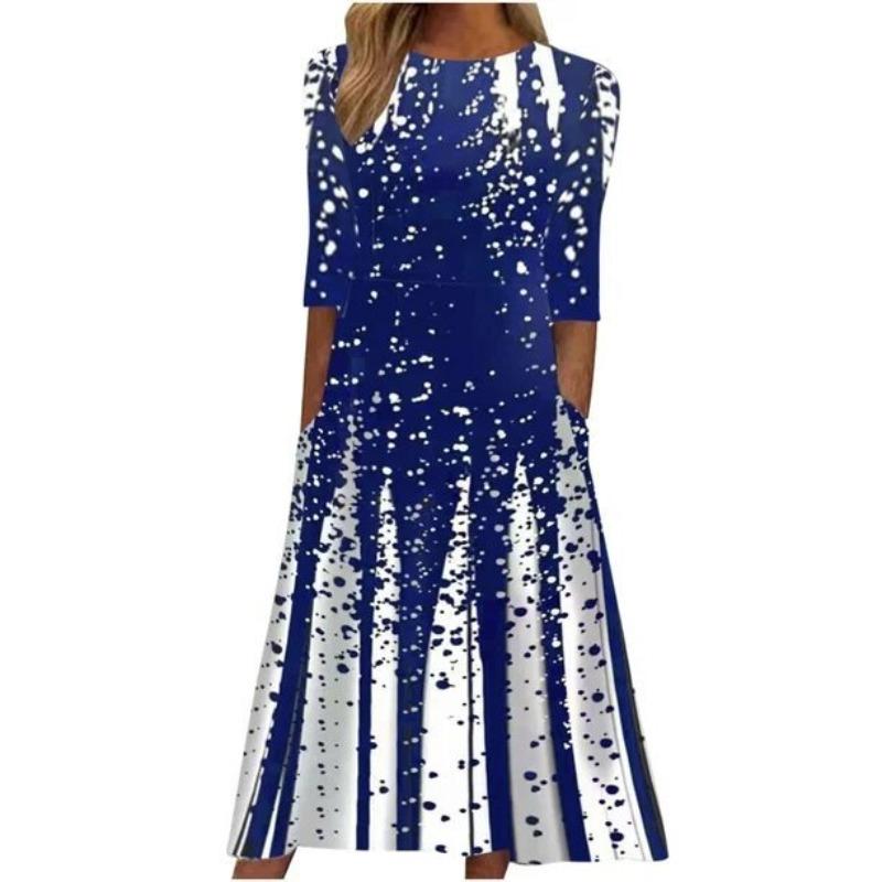 GMXIA Women's Fashion Summer Spring  3/4 Sleeve V-Neck Casual Dresses
